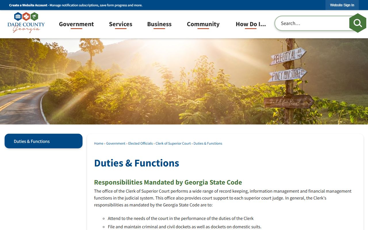 Dade County clerk records duties and functions