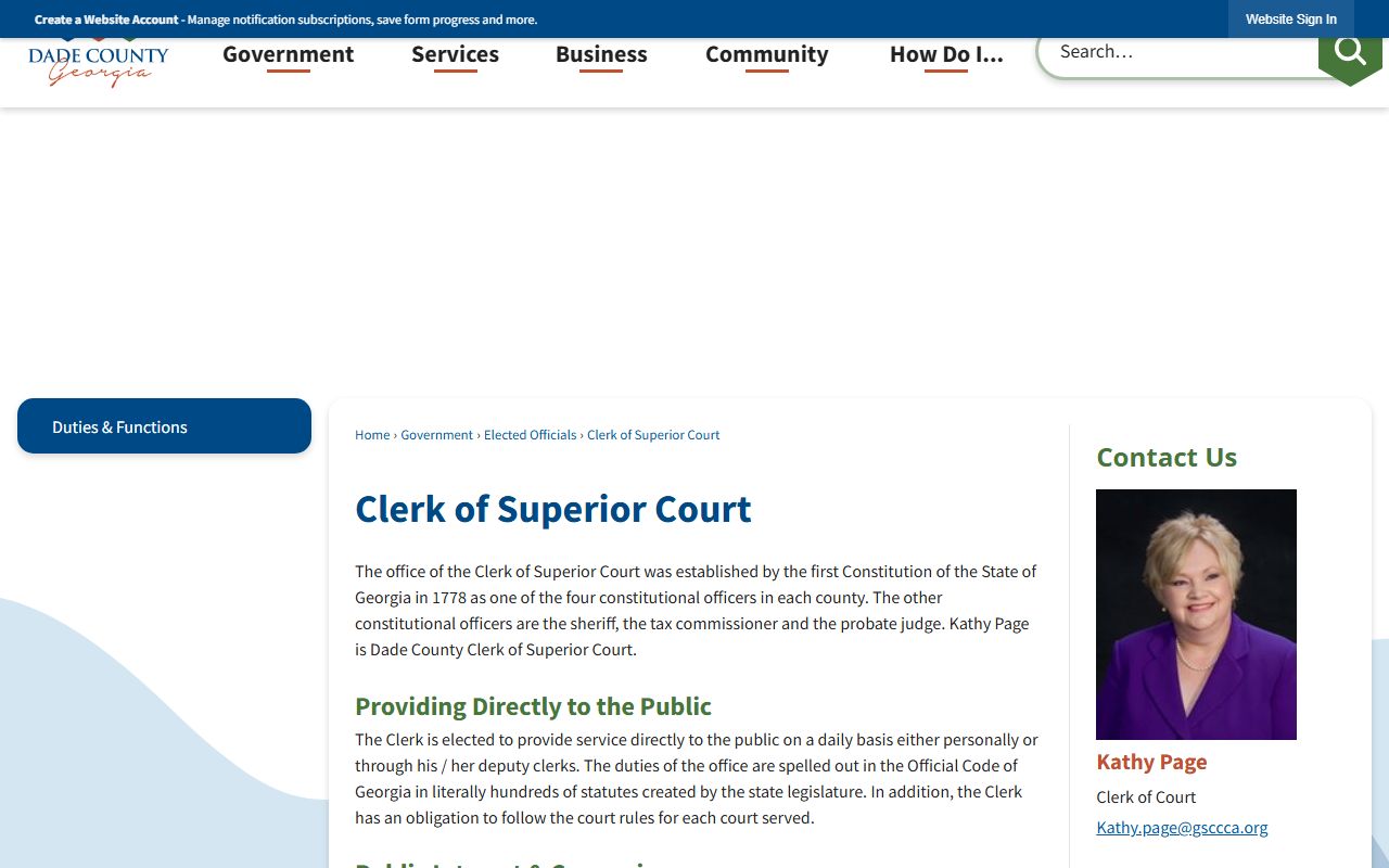 Dade County clerk records county profile and contact details
