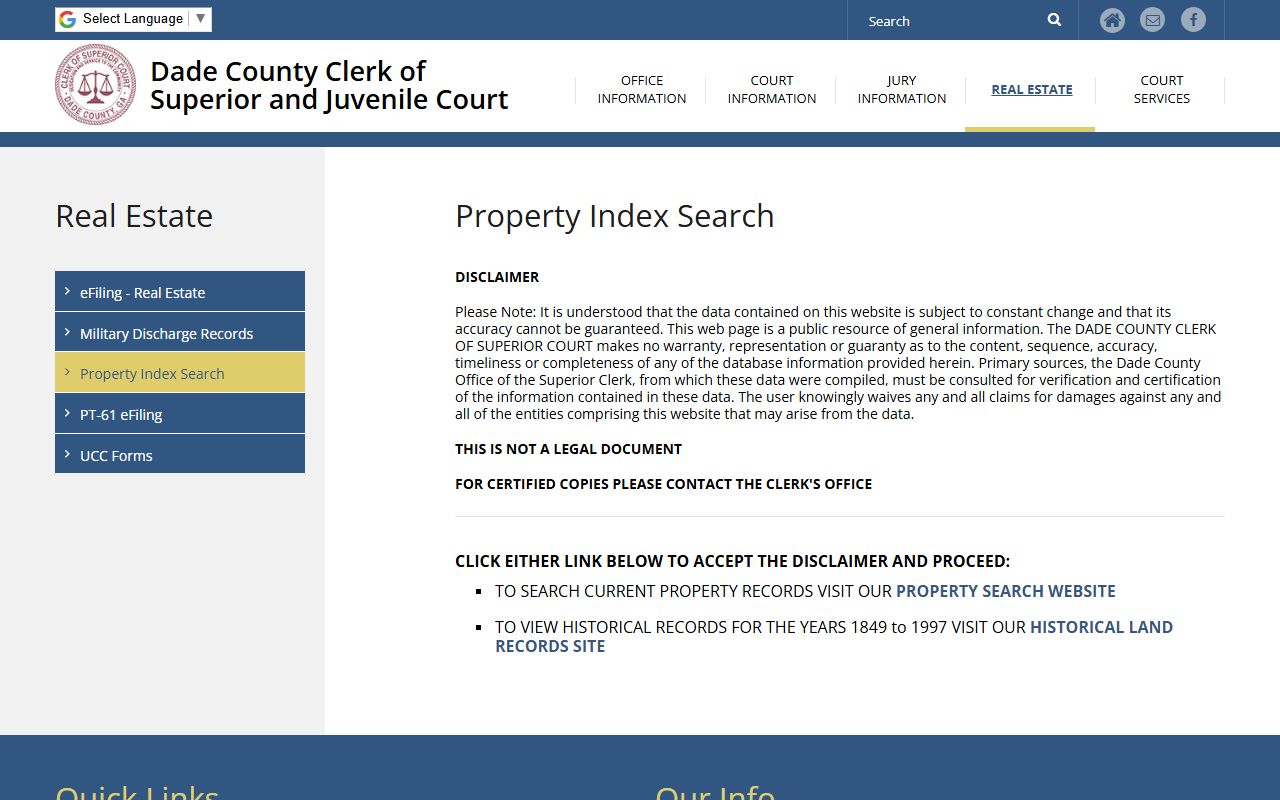 Dade County clerk records property index search