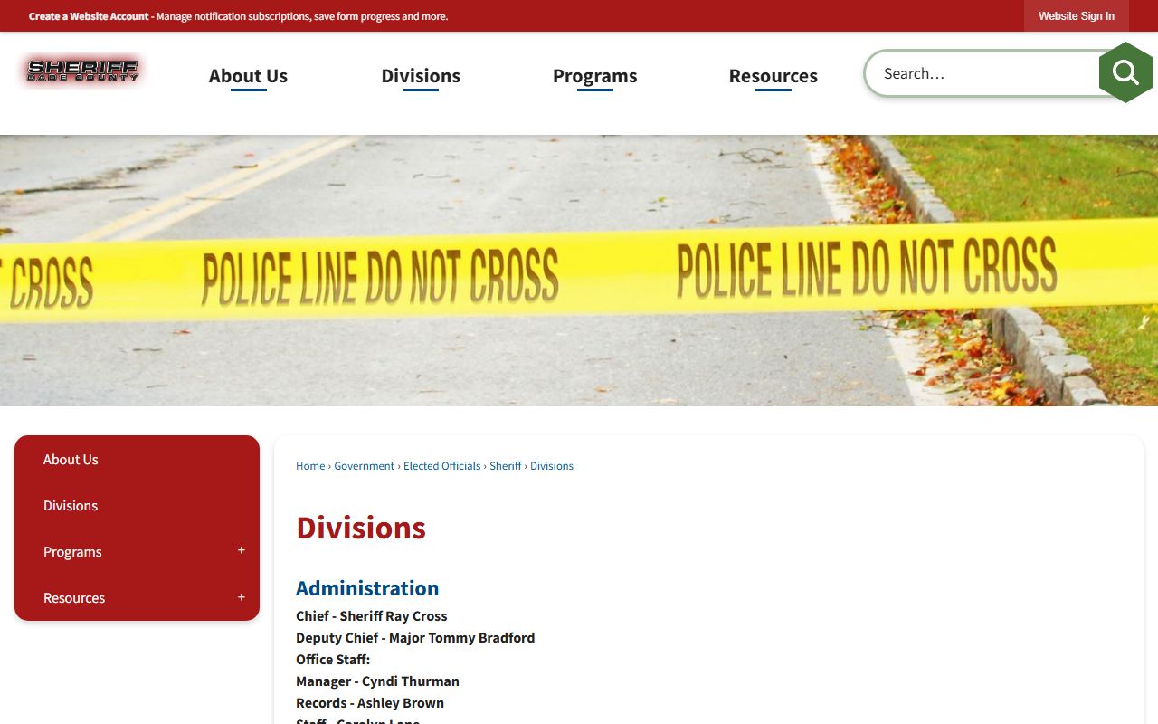 Dade County arrest records sheriff divisions and court services