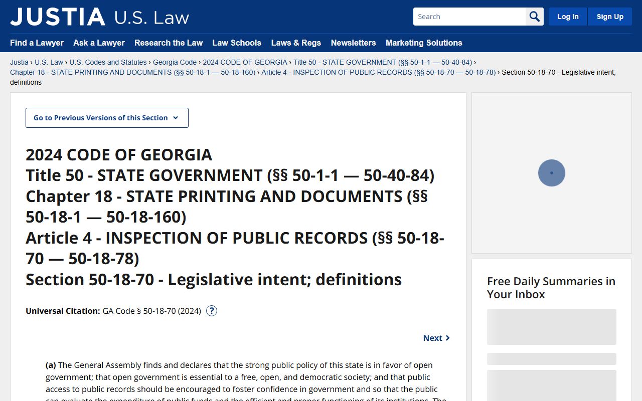 Dade County court records Georgia public record policy statute