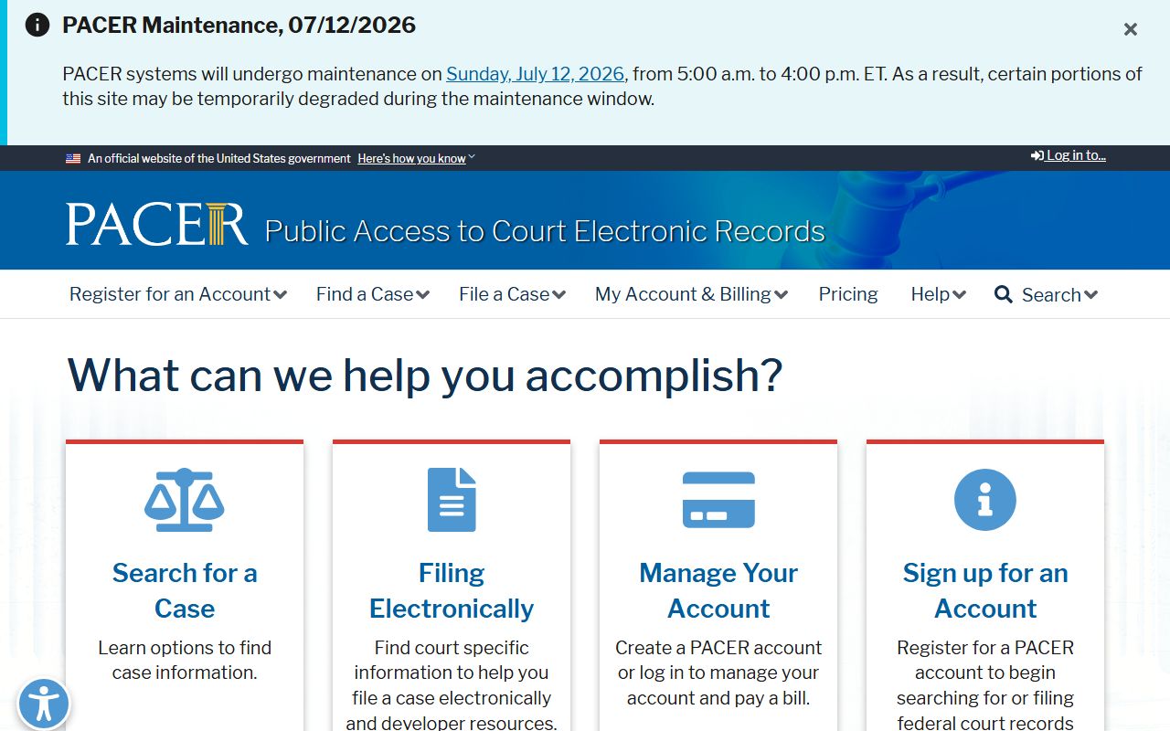 Dade County court records PACER federal case access