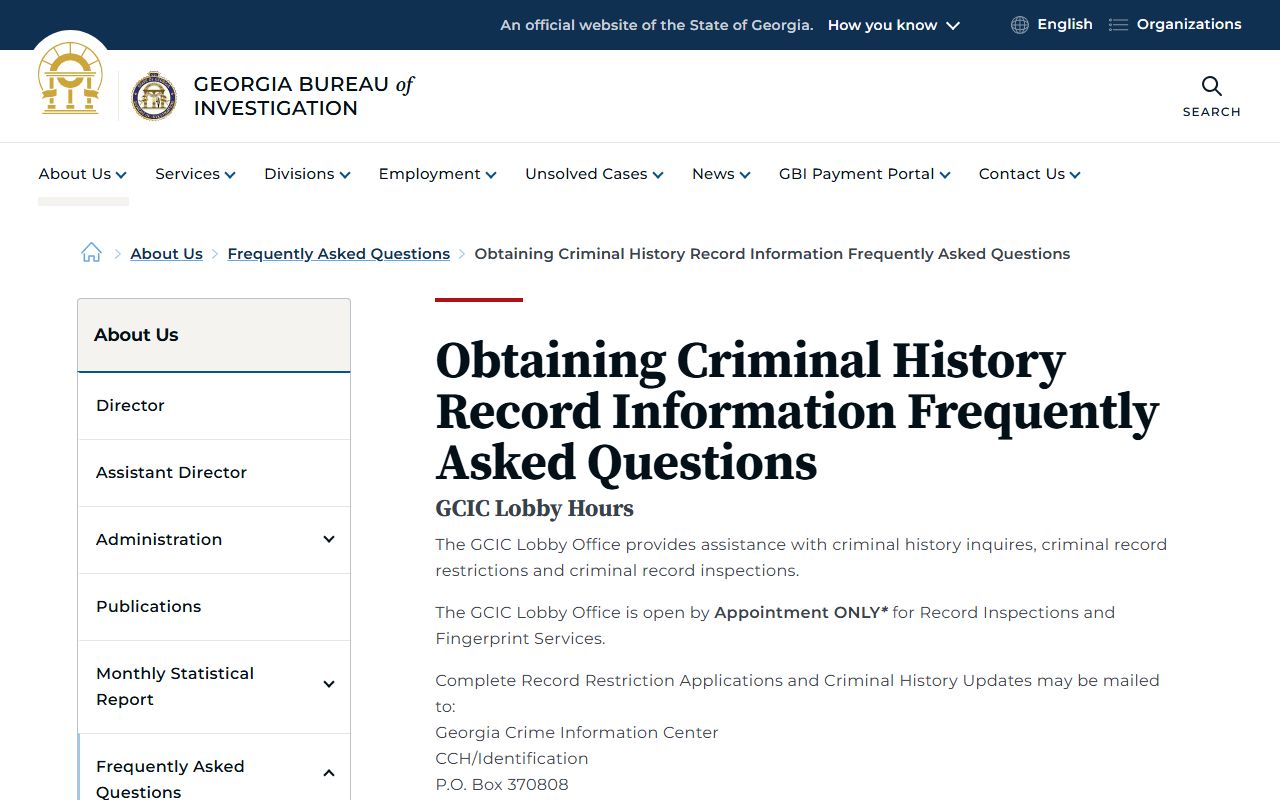 Dade County criminal court records GBI criminal history FAQ