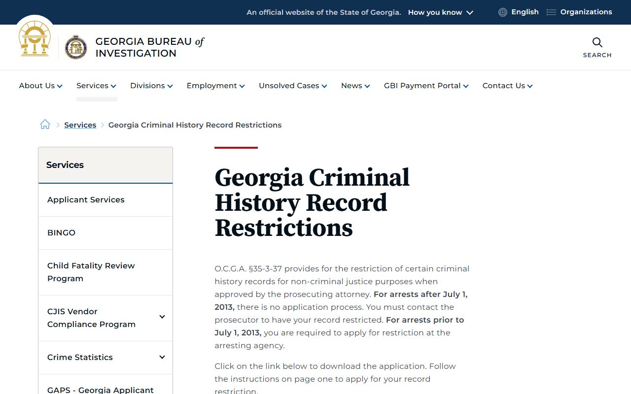 Dade County criminal court records GBI record restriction service