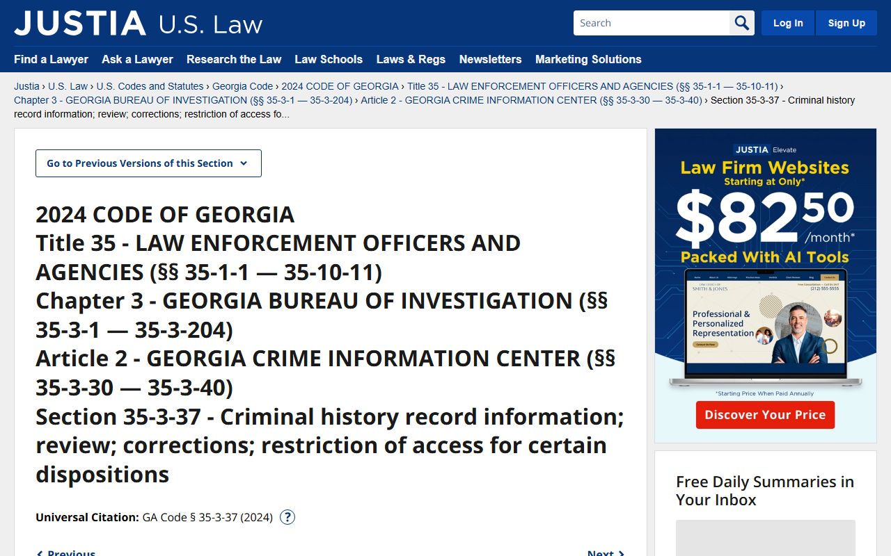 Dade County criminal court records Georgia record restriction statute
