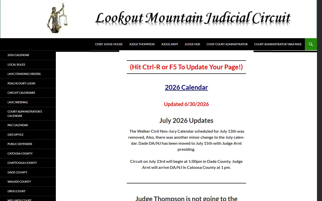Dade County Superior Court Lookout Mountain Judicial Circuit