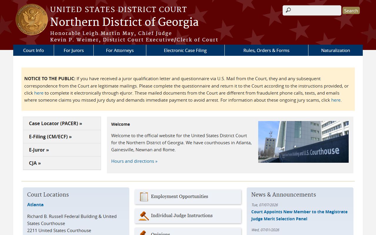Dade County Superior Court records and Northern District of Georgia
