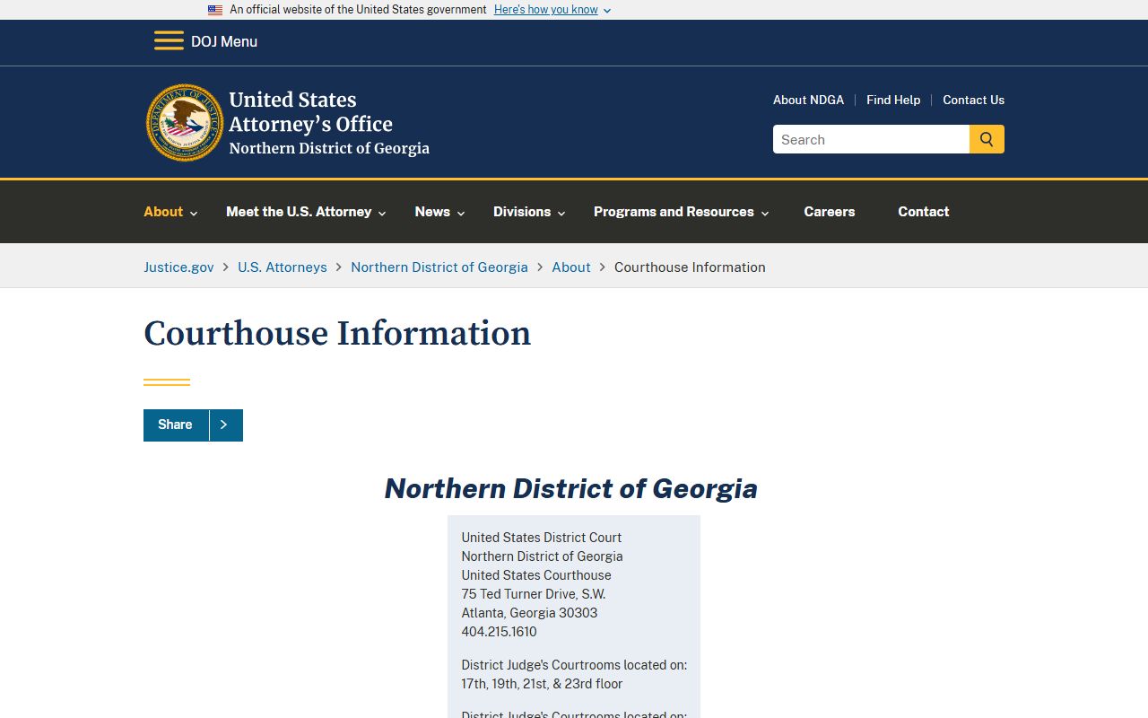 Dade County Superior Court federal courthouse information