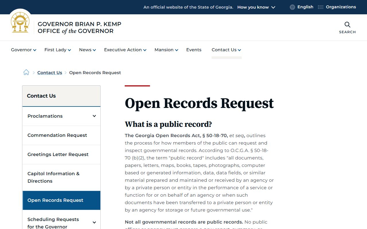 Dade County court records Georgia open records request page