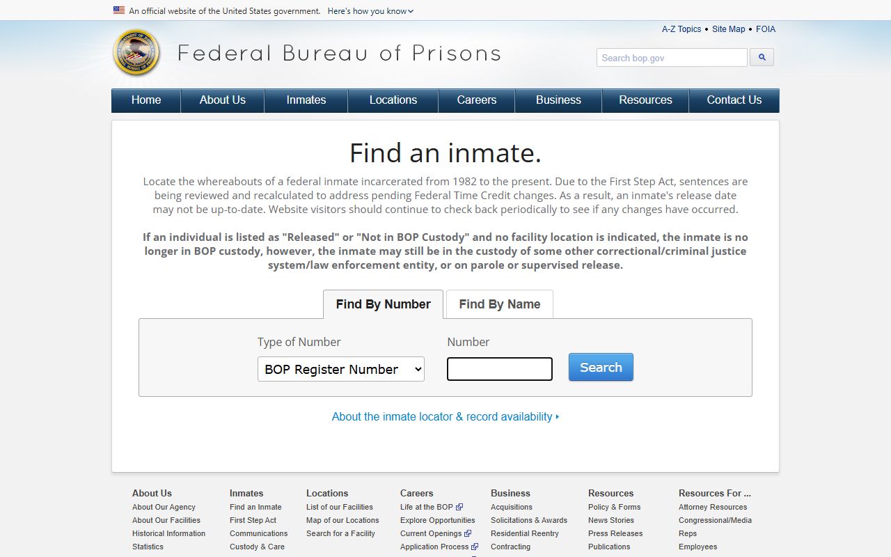 Dade County inmate records federal Bureau of Prisons locator